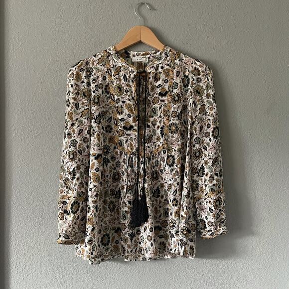 A.L.C Hari Top With Tie in White & Olive - Picture 3 of 9